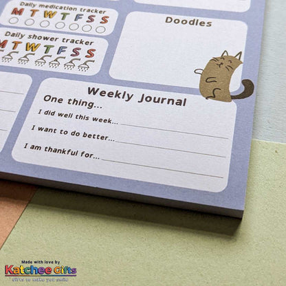 A4 Weekly planner desk pad, cat themed planner